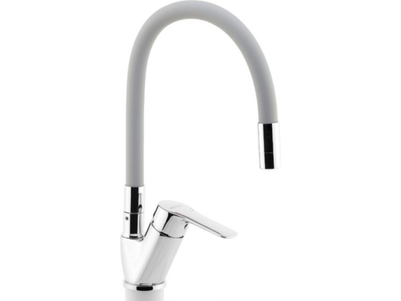 Drezová batéria so šedým flexi ramenom Metalia 54, chróm