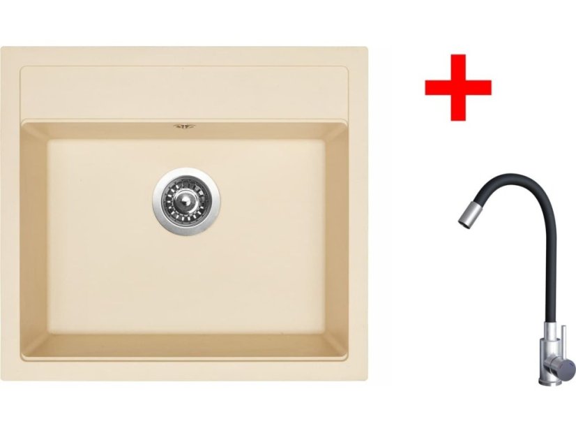 Set Sinks Solo 560 Sahara + Elasta nerez/černá