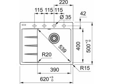Granitový dřez Franke CNG 611-62 TL/2 Bílá led