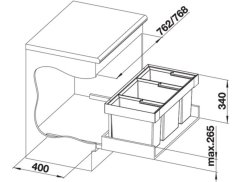 Odpadkový koš Blanco Flexon II Low 80/3 nákres