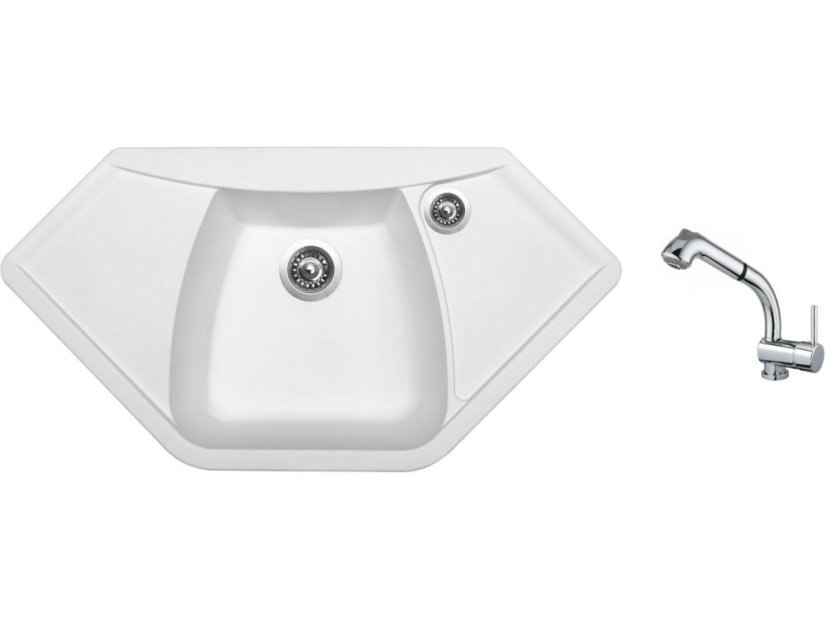Set Sinks NAIKY 980 Milk + baterie Sinks MIX 3 S Chrom