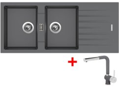 Set Sinks Perfecto 1160 Duo Titanium + Mix 3 P GR