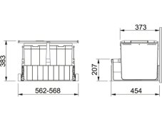 Výsuvný odpadkový koš Franke  300-60, 2x10 + 22 litrů