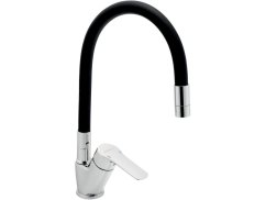 Drezová batéria s čiernym flexi ramenom Metalia 54, chróm