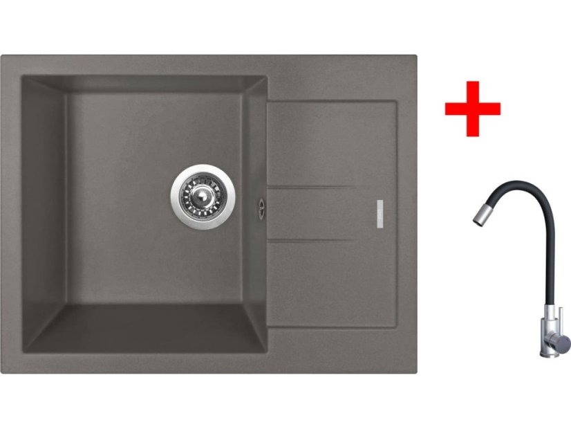 Sinks AMANDA 650 Truffle + Elasta nerez/černá