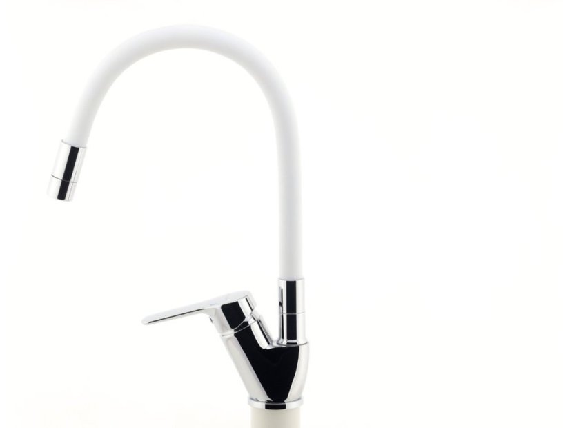 Drezová batéria s bielym flexi ramenom Metalia 54, chróm