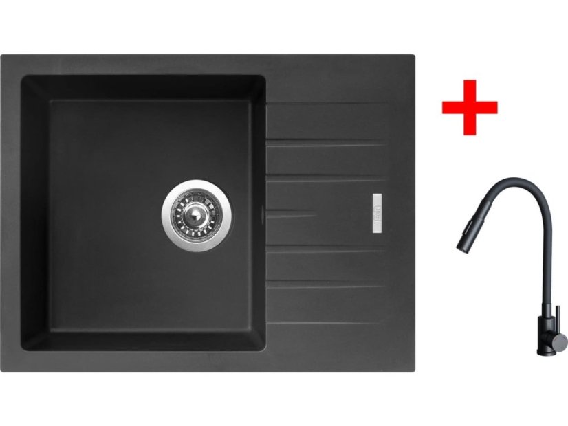 Sinks PERFECTO 650 Pureblack + ELASTA S čierná matná