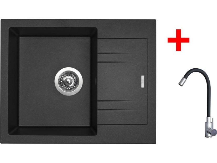 Sinks LINEA 600 Metalblack + Elasta nerez/černá