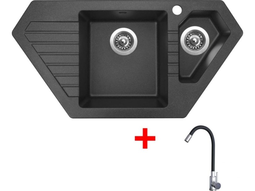 Sinks BRAVO 850.1 Granblack + Elasta nerez/černá