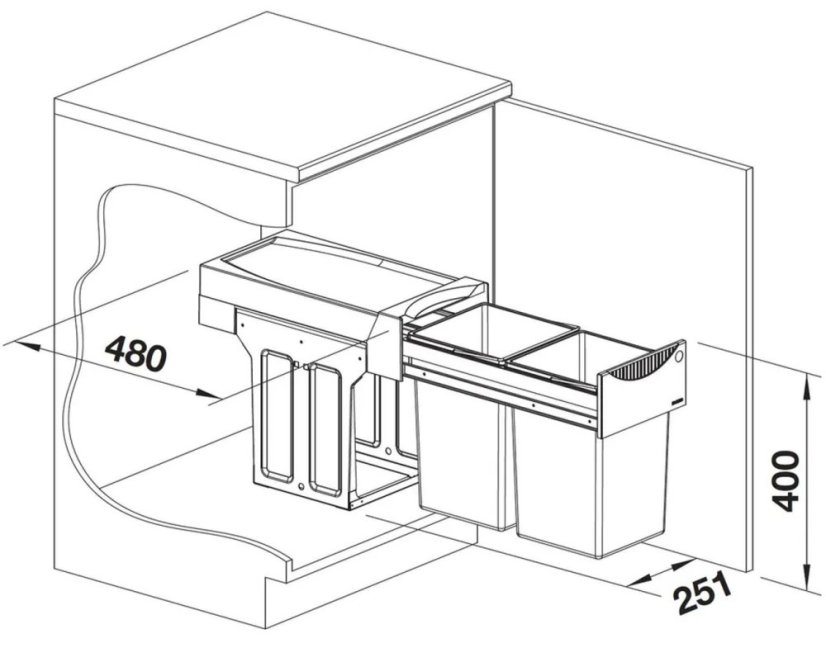 Odpadkový koš Blanco Botton II 30/2 nákres