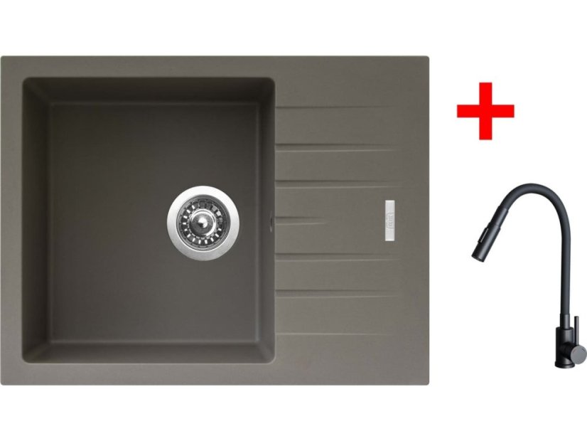 Sinks PERFECTO 650 Truffle + ELASTA S čierná matná