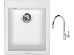 Set Sinks CUBE 410 Milk + batéria Sinks MIX 35 P chróm