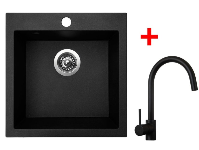 Sinks VIVA 455 Granblack + Vitalia čierná matná