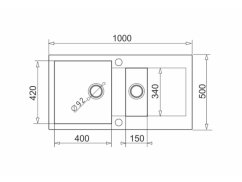Granitový drez Pyramis Mido 100 x 50 1 1/2B 1D Béžová