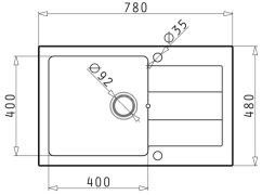 Granitový drez Pyramis Sparta Plus Lux 78x48 1B 1D Biela