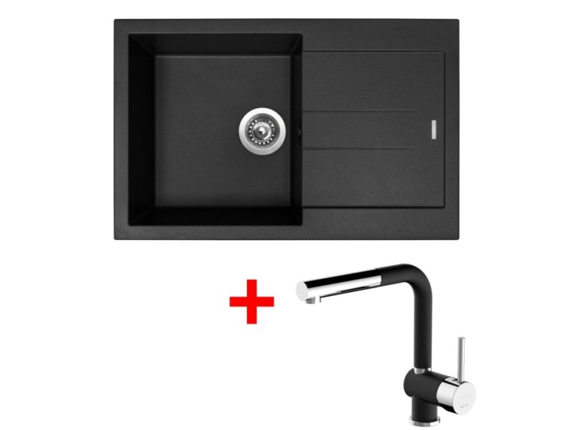 Set Sinks Amanda 780 Pureblack + Mix 3 P GR N6