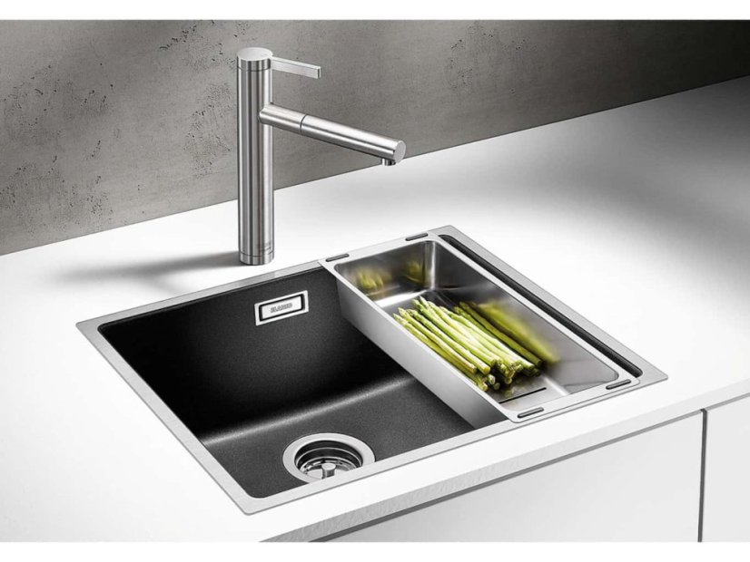 Granitový dřez Blanco SUBLINE 500 IF Steel Frame Silgranit antracit bez táhla