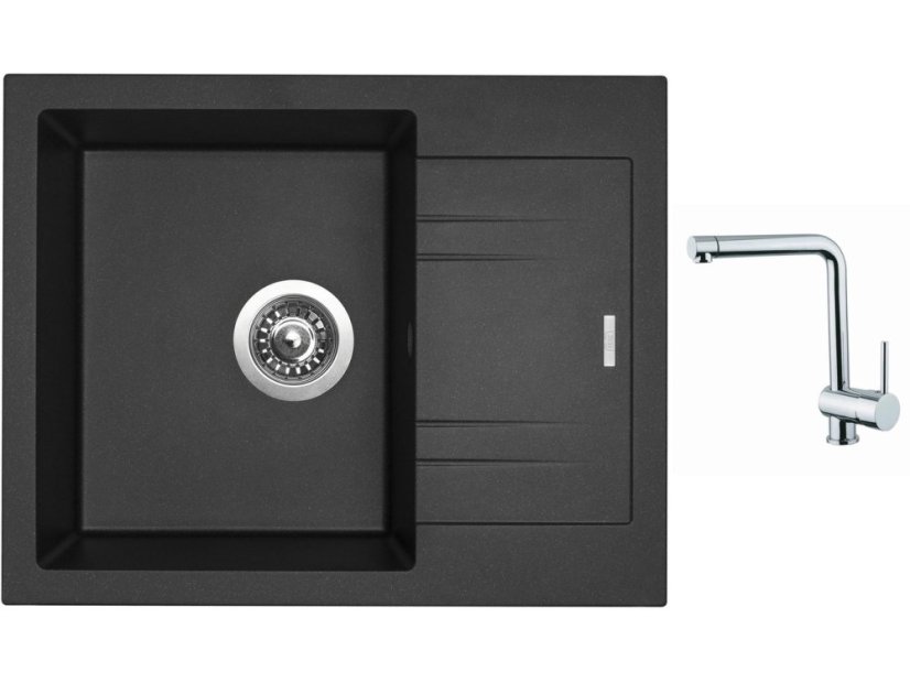 Set Sinks LINEA 600 N Metalblack + baterie Sinks MIX 3 chrom