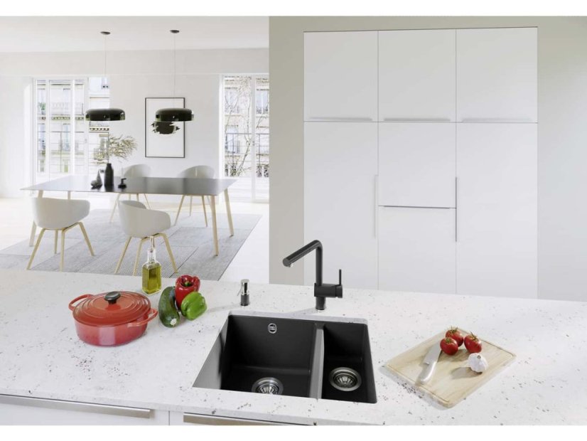 Granitový drez Blanco Rotan 340/160 U čierna, bez tiahla, drez vľavo