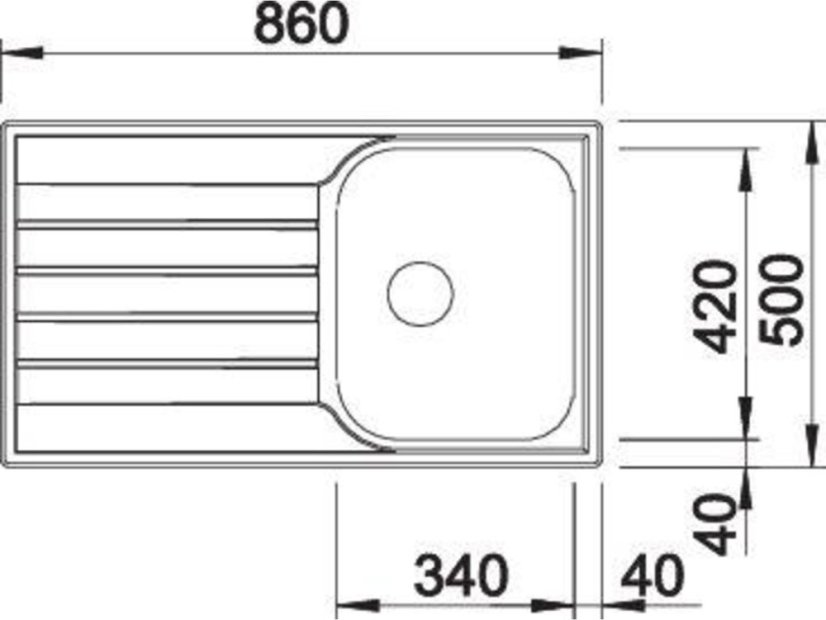 Nerezový dřez Blanco LIVIT 45 S Salto nákres