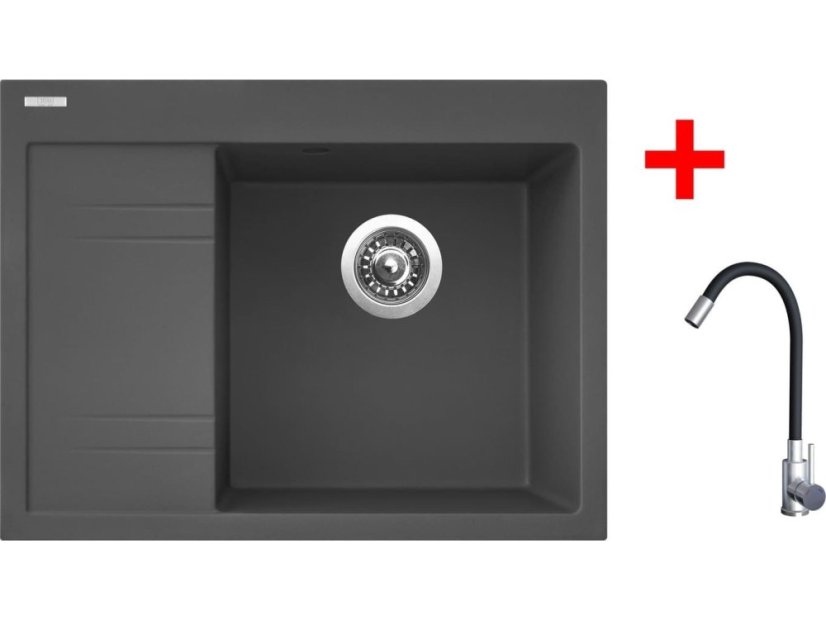 Set Sinks Rim 650 P Titanium + Elasta nerez/černá