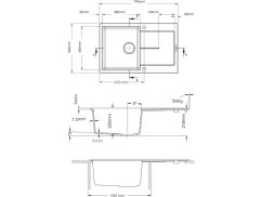 Granitový dřez Sinks ULTIMA 790 nákres