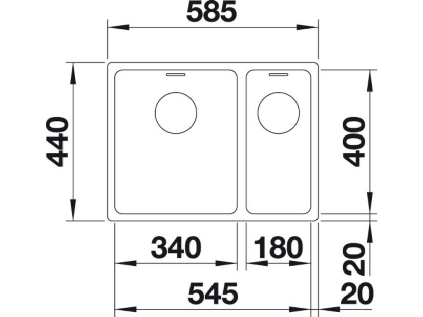 Nerezový dřez Blanco ANDANO 340/180 IF bez táhla, levý