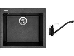 Set Sinks CUBE 560 Metalblack + baterie Sinks PRONTO Metalblack