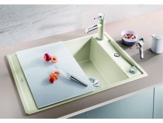 Granitový dřez Blanco AXIA III 45 S InFino tartufo dřez vpravo s excentrem přísluš. sklo