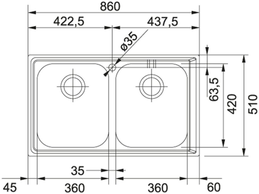 Nerezový dřez Franke NEX 620 Nerez