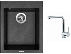 Set Sinks CUBE 410 Metalblack + baterie Sinks MIX 3 chrom