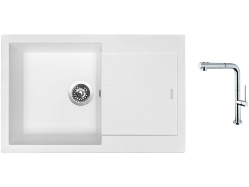 Set Sinks AMANDA 780 Milk + baterie Sinks SLIM S2 kartáčovaná