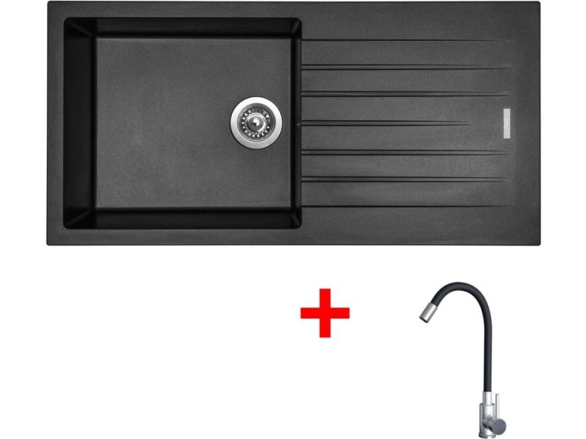 Set Sinks Perfecto 1000 Metalblack + Elasta nerez/černá