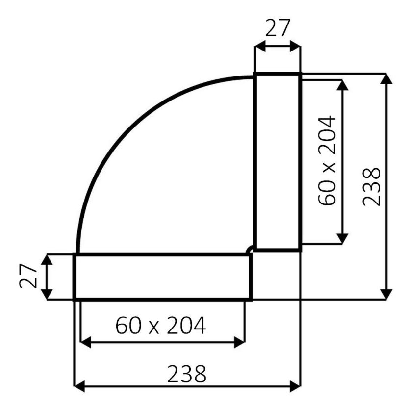 Koleno horizontální 90 pro 204x60