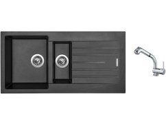 Set Sinks PERFECTO 1000.1 Metalblack + baterie Sinks MIX 3 S Chrom