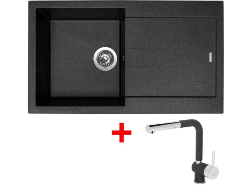 Set Sinks Amanda 860 Metalblack + Mix 3 P GR