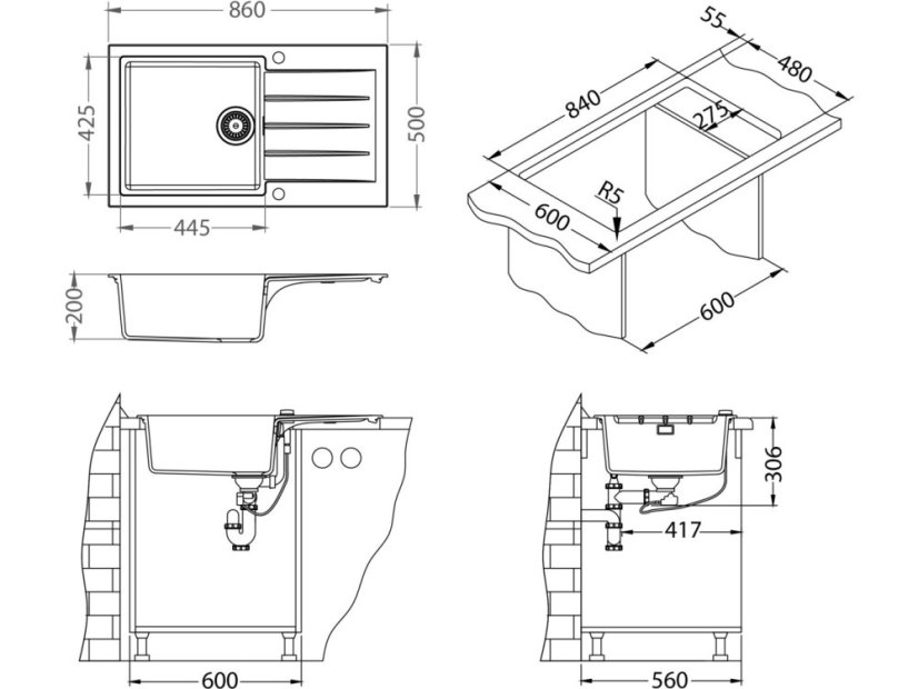 Granitový dřez Alveus Cadit 40 Beton