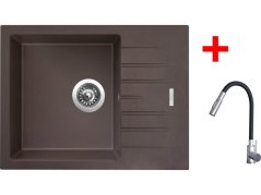 Sinks PERFECTO 650 Marone + ELASTA S nerez/čierná