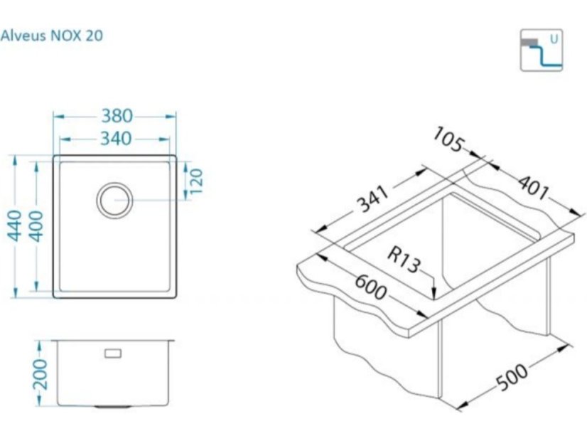 Nerezový dřez Alveus Nox 20 F/S/U BRS - 4