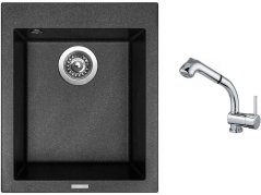 Set Sinks CUBE 410 Metalblack + baterie Sinks MIX 3 S Chrom Set Sinks CUBE 410 Metalblack + baterie Sinks MIX 3 S Chrom