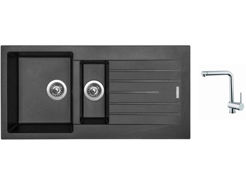 Set Sinks PERFECTO 1000.1 Metalblack + baterie Sinks MIX 3 chrom