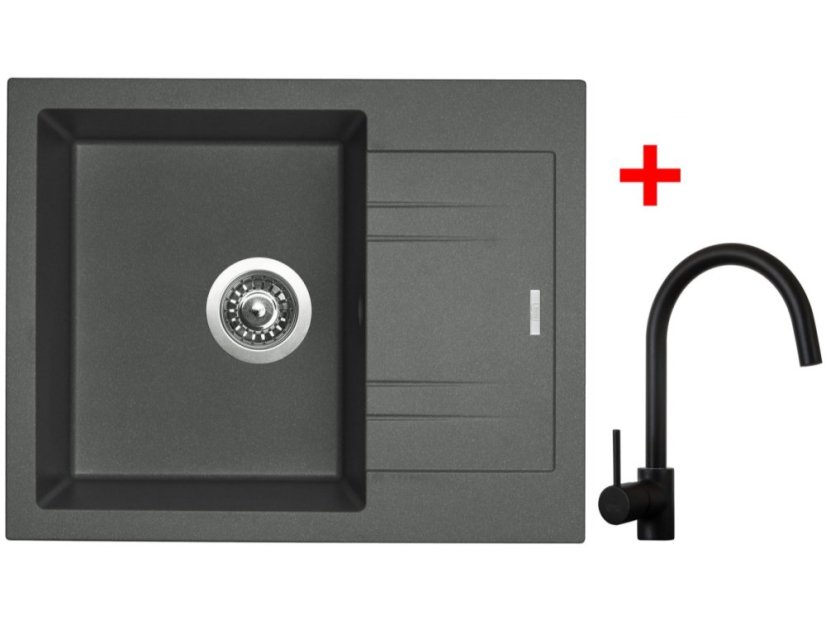 Sinks LINEA 600 Titanium + Vitalia čierná matná