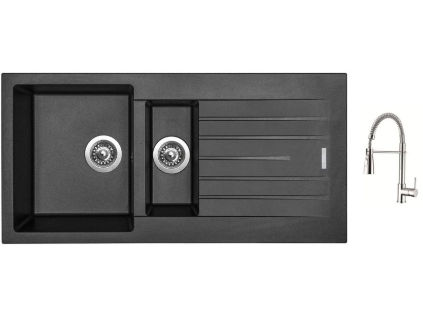 Set Sinks PERFECTO 1000.1 Metalblack + baterie Sinks MIX 35 PROF S chro