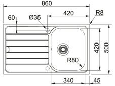 Nerezový dřez Franke SKX 611-86  Nerez