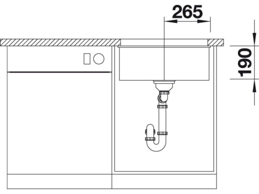 Granitový drez Blanco SUBLINE 500 U InFino sivá skala bez tiahla