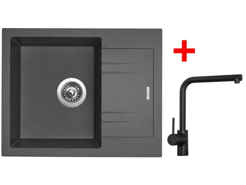 Sinks LINEA 600 Titanium + Elka čierná matná