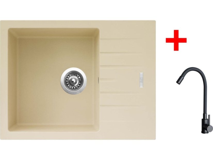 Sinks PERFECTO 650 Sahara + ELASTA černá matná