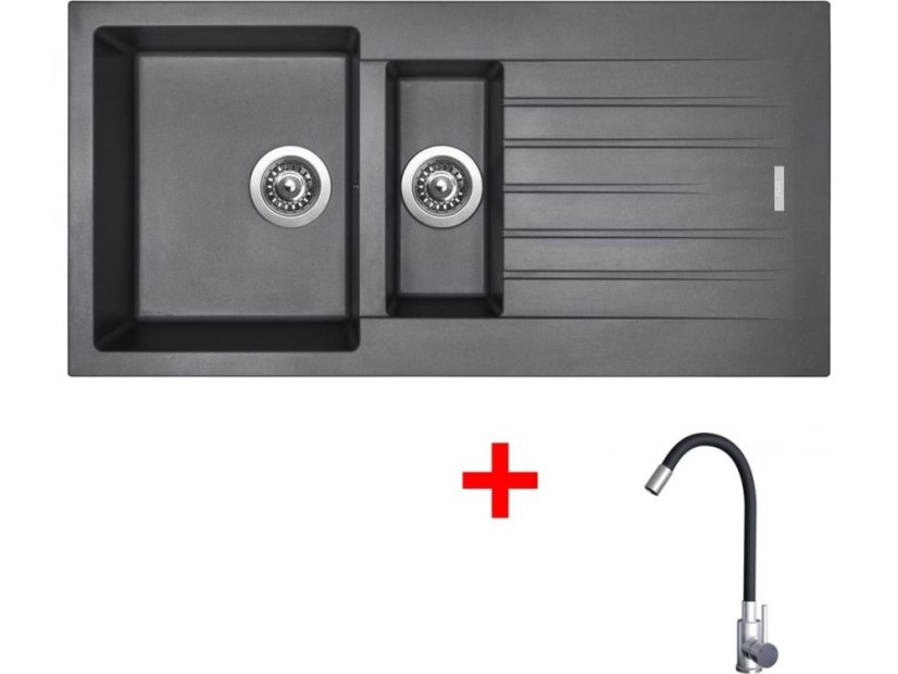 Set Sinks Perfecto 1000.1 Titanium + Elasta nerez/černá