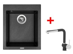 Set Sinks CUBE 410 Metalblack + Mix 3 P GR