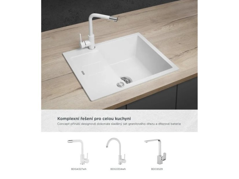 Granitový dřez Concept DG05C45wh Cubis Bílý